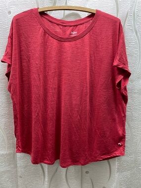 Hyba Essentials T-Shirt Women‎ 2X Red Excellent Slub Knit Dolman Sleeve Tee